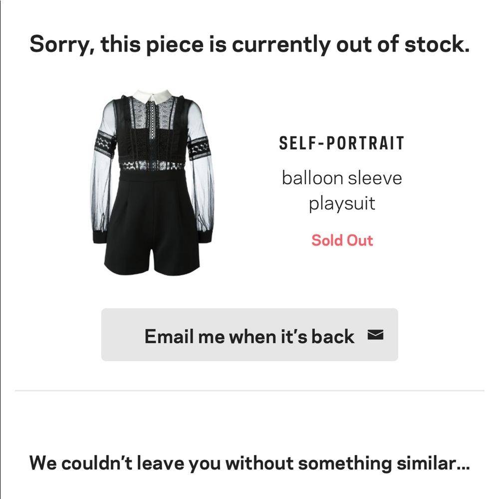 Self Portrait balloon sleeve playsuit（brand new